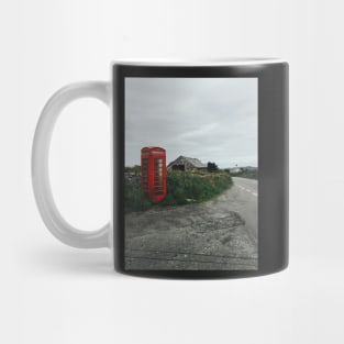 Old-Fashioned Red Phone Booth in British Countryside Mug